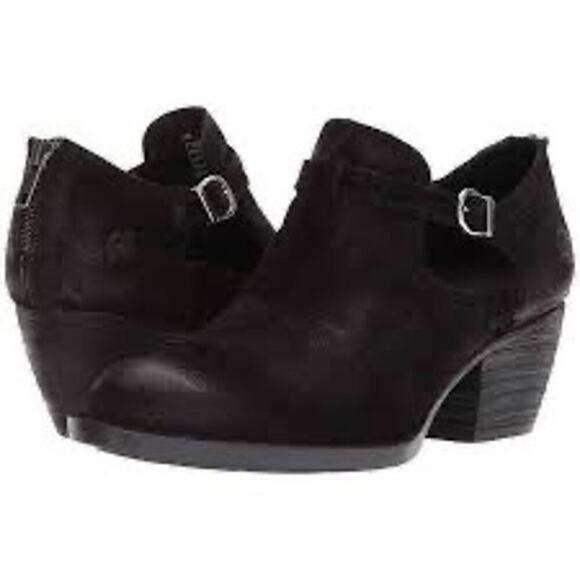 Born Shoes - BORN Mendocino Distressed Suede Ankle Boot 2 inch Heel in Black Women’s Size 10M